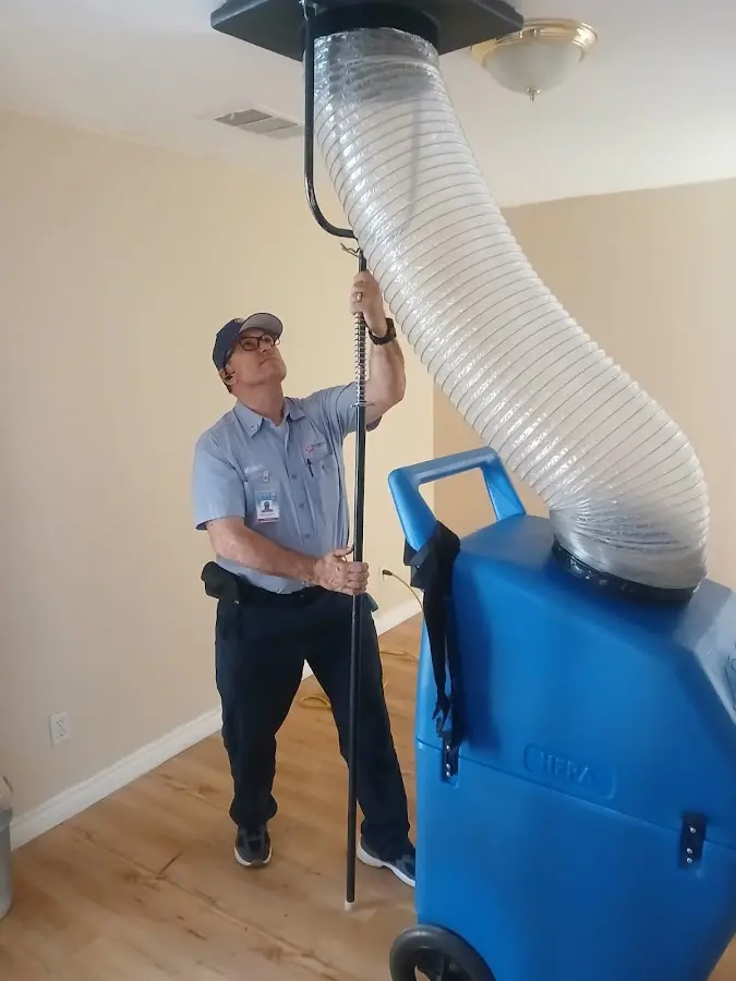 Mini Split Installation technician using HEPA equipment in Rice Lake